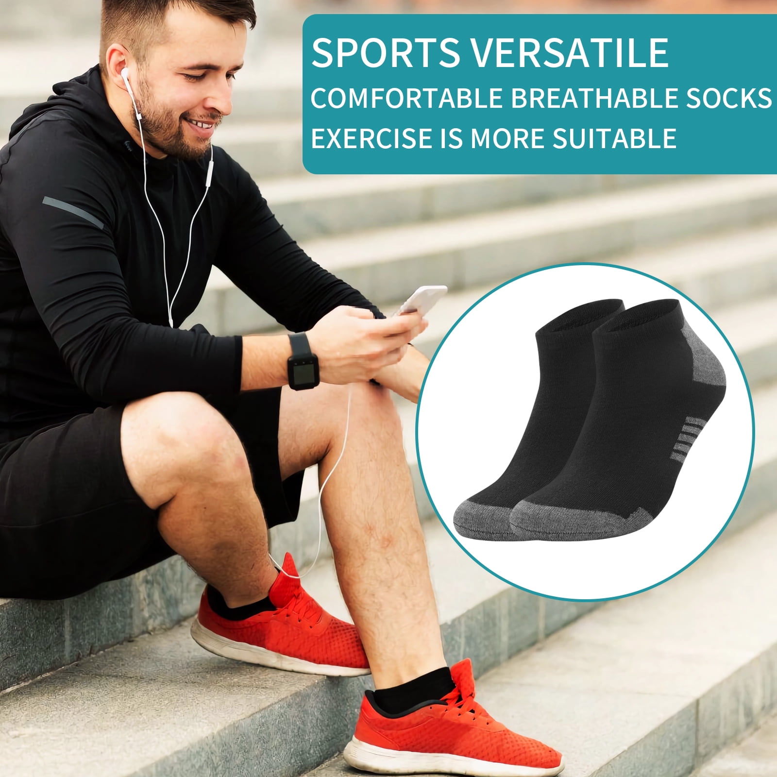 Usavemo 20 Pairs Mens Plus Size Socks Athletic Ankle Socks Casual Socks for Men Size 13-15