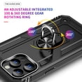 thumbnail image 4 of ELEHOLD Hybrid Rugged Case for iPhone 16 Pro Max Full Body Protection with Metal Magnetic 360° Rotating Ring Holder Kickstand Shockproof Heavy Duty Case for iPhone 16 Pro Max,Black, 4 of 6