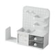 thumbnail image 2 of Organizador de escritorio con cajón, caja de almacenamiento de papelería, estante, organizador de maquillaje de tablero perforado simple para tocador, Blanco, 2 of 8