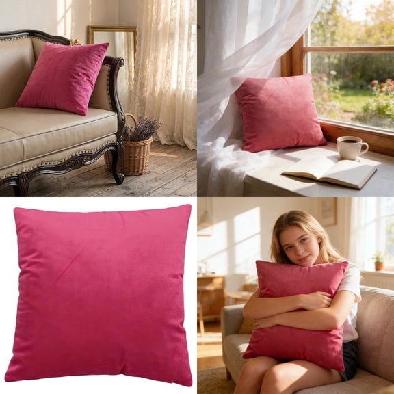 NovaStitch Solid Velvet Throw Pillow Cover, Soft Luxury Decorative Square Cushion Case with Hidden Zipper for Sofa Couch Bedroom Multiple Sizes Home Decor