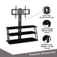 thumbnail image 5 of Lowestbest Multi-Function Adjustable Tempered Glass TV Stand with 3 Tier, Black, 5 of 10