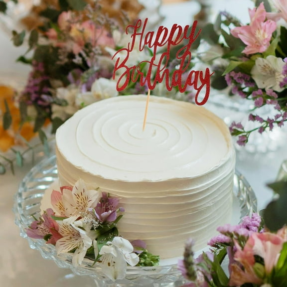 OFFIGAM 6Pcs Birthday Party Decorations Red Paper Cake Decoration For Happy Birthday And Celebration Events