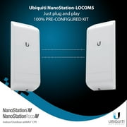 Pre-Configured Bundle of 2 Ubiquiti NanoStation LOCOM5 P2P-2 Units Kit 100% Configured as Network Wireless Bridge for Long Distance Wireless Communications, Plug-and-Play. No Configuration Needed