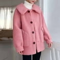 thumbnail image 2 of XPMWRP Women's Fleece Button Down Coats Lapel Long Sleeve Solid Color Casual Jackets Winter Keep Warm Loose Jacket with Pocket Pink M, 2 of 4