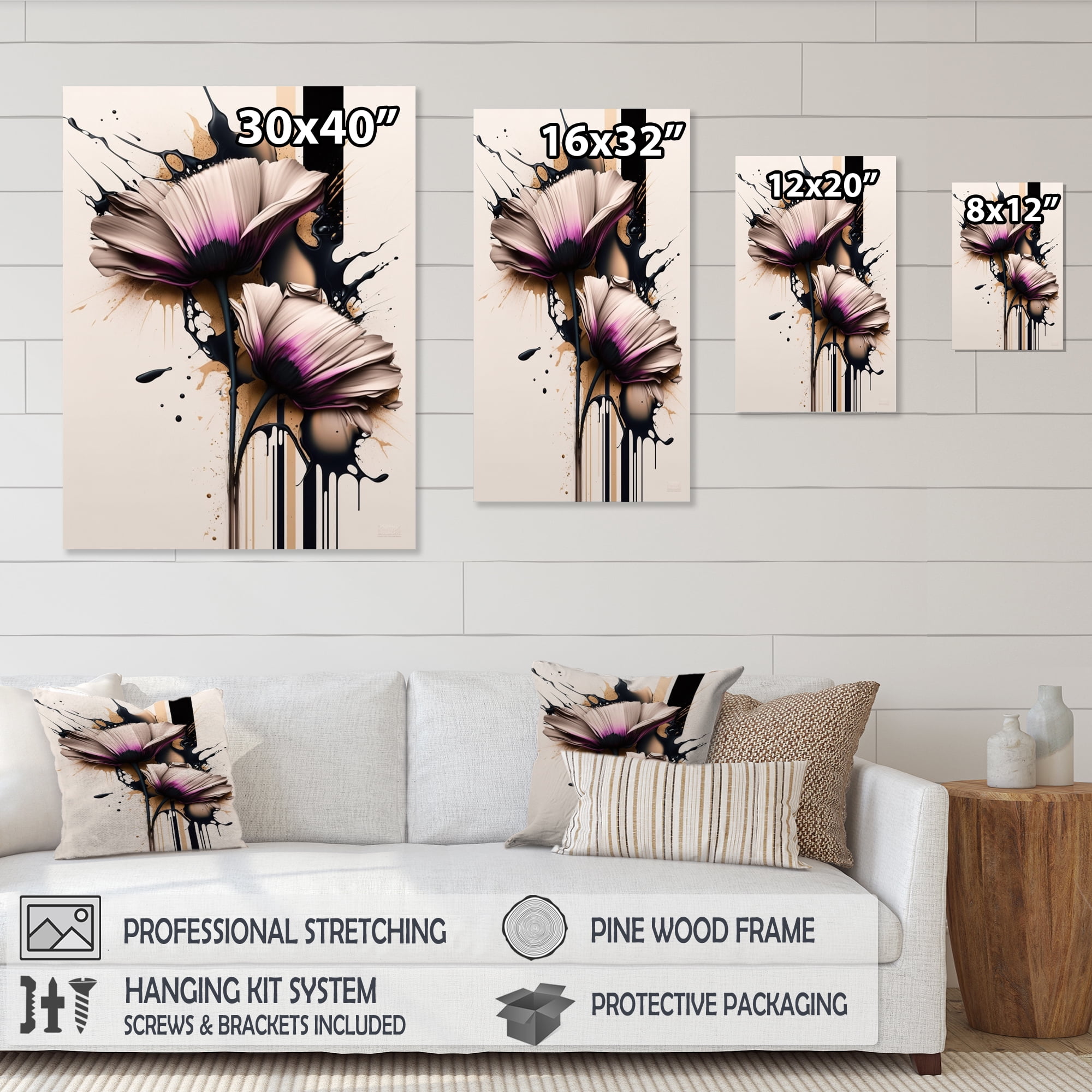 Designart Pink Daisy Flower On Abstract Fusion II Canvas Wall Art