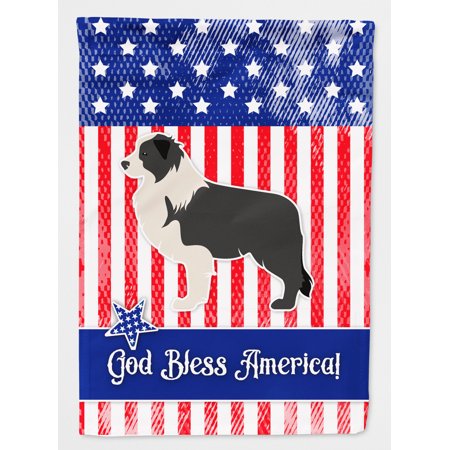 Border Collie Flag - USA Patriotic Black Border Collie Flag Canvas House Size