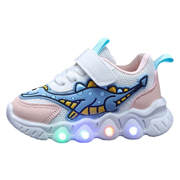 PMVFHDE Espadrilles Lumineuses pour Tout-Petits avec Motif de Dinosaure / Chaussures de Marche en Maille Respirante pour Garçons et Filles / Semelle Antidérapante à DEL pour Enfants RD2, 6-12 Mois