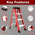 thumbnail image 4 of CQSXDA 41" Fiberglass Step Ladder, 500 lb Capacity, Non-Conductive Insulated Ladder with Non-Slip Feet, Red, 4 of 11
