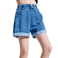 thumbnail image 2 of Antinious Toddler Boys Solid Elastic Waist Versatile Ripped Denim Cargo Half Shorts Jeans, 2 of 5