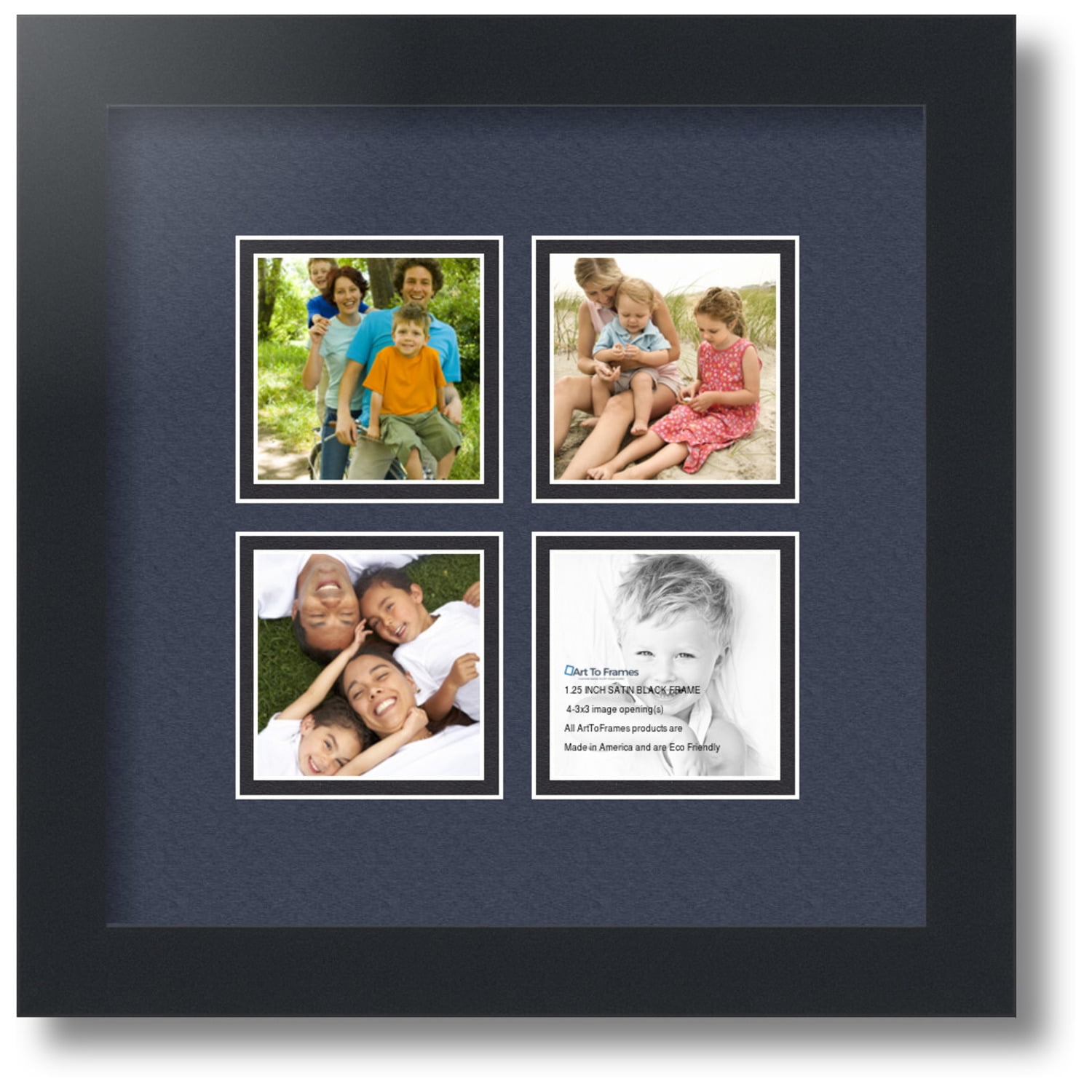 ArtToFrames Collage Photo Picture Frame with 4 3x3" Openings, Framed