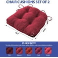 thumbnail image 3 of Chair Cushions for Dining Chairs Set of 2, Kitchen Chair Cushions, Chair Pads with Ties and Non Slip Backing, Tufted Memory Foam Seat Cushion 2 Pack, 15.5" x 15.5" x 4", Red, 3 of 14