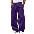 thumbnail image 2 of Gizkkal Baggy Sweatpants for Men Drawstring Elastic Waist Trousers Casual Loose Workout Wide Leg Pants with Pockets, 2 of 5