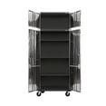 thumbnail image 3 of Seville Classics UltraHD 2-Piece Heavy Duty Mega Solid Steel Metal 2-Door Lockable Stacker Wall Storage Cabinet Set Organizer for Garage, Office, Classroom, 36" W x 18" D x 90.5" H, Graphite, 3 of 9