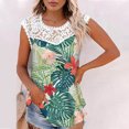 thumbnail image 1 of Fiudx Ofertas Flash Artículos En Oferta Camisetas Sin Mangas de Encaje con Estampado para Mujer, Camisetas Sin Mangas con Empalme de Cuello Redondo, Camiseta Ligera y Cómoda Delgada, 1 of 5