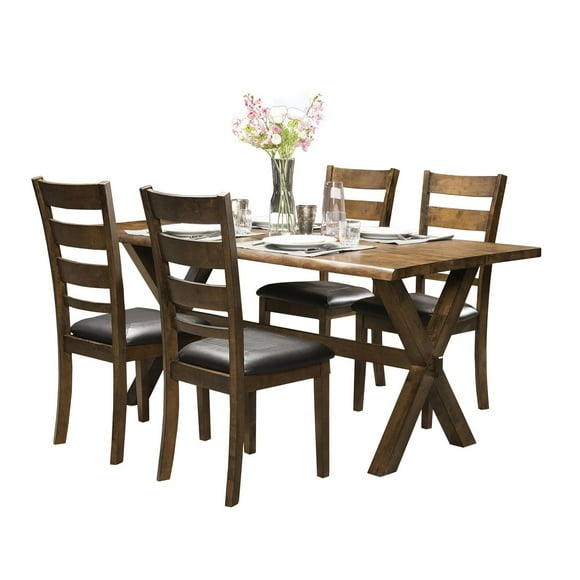Topline Home Furnishings Ensemble de salle à manger rustique en bois 5 pièces