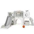 thumbnail image 2 of TLSUNNY Kids Slide and Climber Set, Toddler Slide Play Set w/Basketball Hoop, Telescope & Tunnel, Indoor Outdoor, 2 of 9
