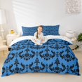 thumbnail image 2 of jejeloiu Bright Damask Duvet Cover King,Ancient Floral King Bedding For Adults,Blue Black,Reversible,3pcs,1 Duvet Cover and 2 Pillowcases, 2 of 6