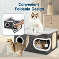 thumbnail image 2 of Cat Beds for Indoor Cats, Extra Wide Large Cat House for Pet Cat Cave with Scratch Pad and Fluffy Hanging Ball,Foldable Cat Cube Hideaway,Grey, 2 of 8