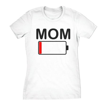 Crazy Dog Funny T-Shirts - Womens Mom Battery Low Funny Empty Tired ...