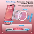 thumbnail image 3 of czcpp-Magnetic Suction Cup Phone Mount for MagSafe Case, Silicone Hands-Free Grip Holder for iPhone and Android, Mirror Shower Phone Stand for Makeup FaceTime Gym Kitchen Bathroom, Camellia Red, 3 of 4