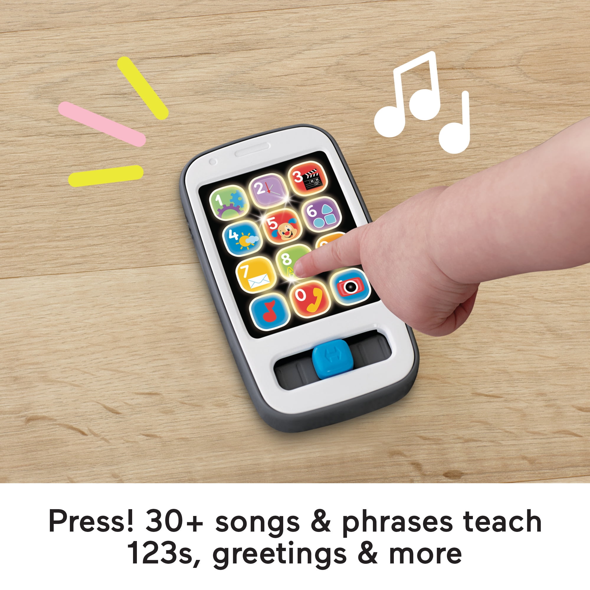 Fisher-Price Laugh & Learn Smart Phone Electronic Baby Learning Toy with Lights & Sounds, Gray