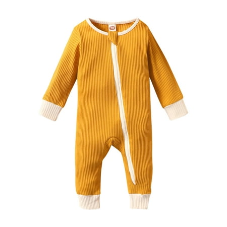 

Fesfesfes Newborn Baby Jumpsuit Boys Girls Zipper Long Sleeve Knitted Romper Jumpsuit Outfits Plus Size Clearance $10