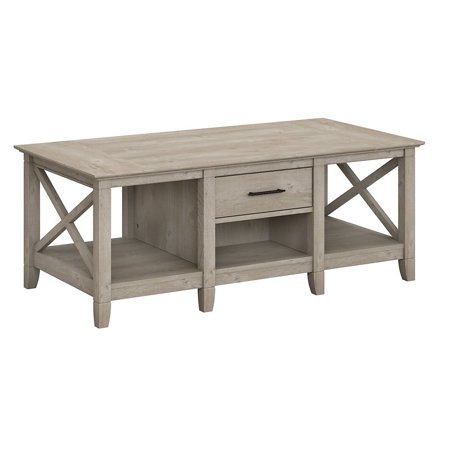 bush furniture key west coffee table with storage washed gray