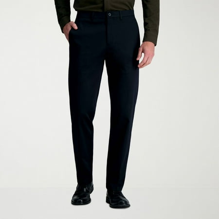 Men's Haggar® Wrinkle Free Performance Khaki Straight Fit Flat Front Pant Color: Black Size: 30X30