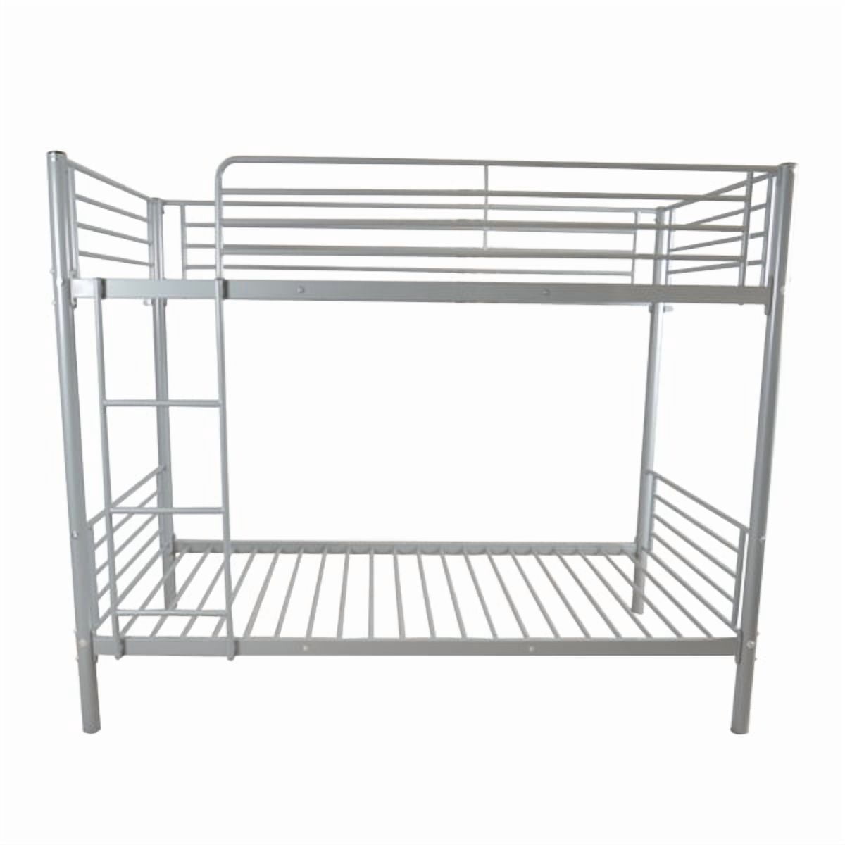 Twin Size Metal Bunk Bed, Sturdy Iron Frame, 33.5cm Safety Fence for Upper Berth, with Under-Bed Storage for Bedroom