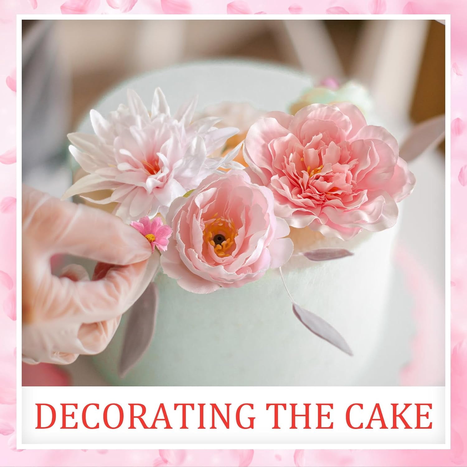 Fake Flowers Heads, Artificial Flower Heads Bulk for Crafts Garland Wedding Party Home Decoration DIY Hair Cap Dresses Decoration (Pink)