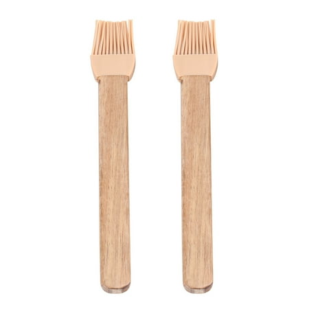 

HEMOTON 2pcs Wooden Handle Silicone Brush Baking Tool Detachable Barbecue Brush Baking Brush Kitchen Heat Resistance Brush for Cookies BBQ (Acacia Wood)