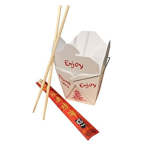 Combo Pack of 25 Chinese Take Out Boxes Pagoda 16 oz/Pint Size Party Favor and Food Pail with