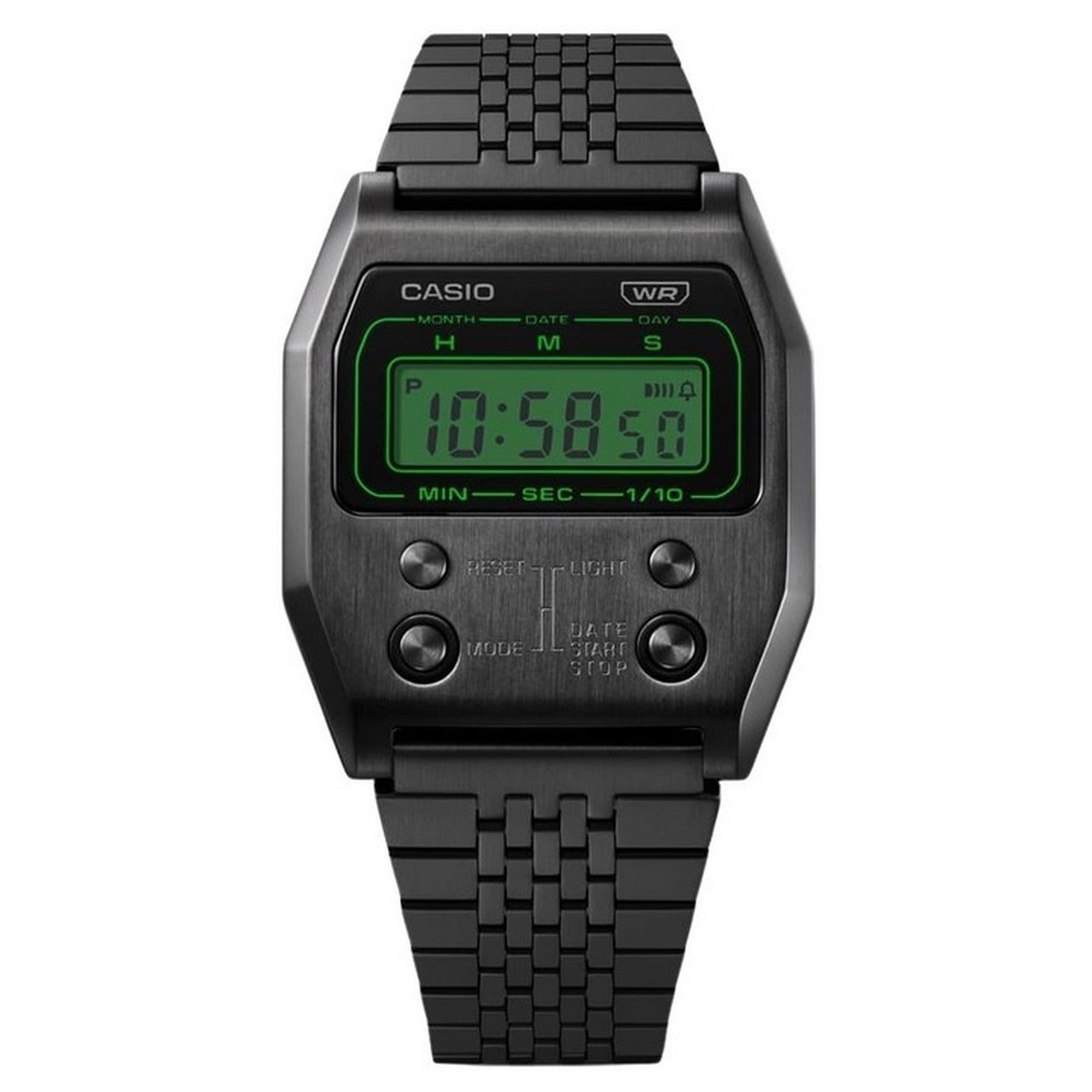 Casio Vintage Digital Black Ion Plated Stainless Steel Quartz