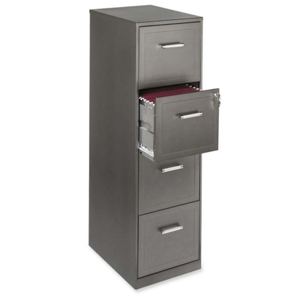 Realspace® 18"D 4-Drawer Vertical File Cabinet, Metallic Charcoal