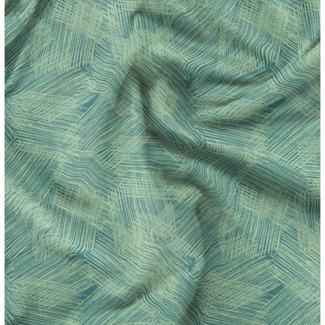 Soimoi Green Japan Crepe Satin Fabric Abstracts Abstract Print Fabric by Yard 42 Inch Wide