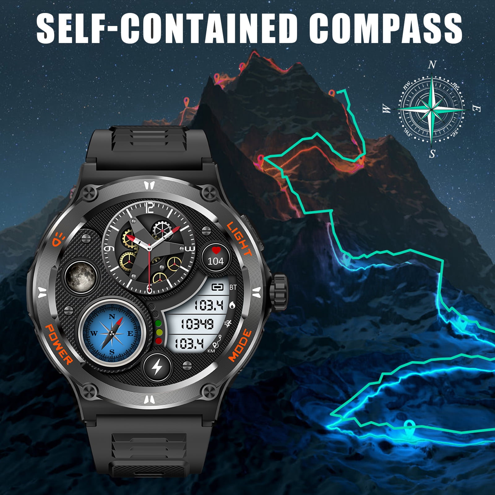VOPOCO Military Smart Watch for Men(Answer/Call), with Flashlight 3ATM Waterproof 1.53'' HD Screen Big Battery Sport Smartwatch, 100+ Sport Modes Fitness Tracker With Compass for iPhone Android