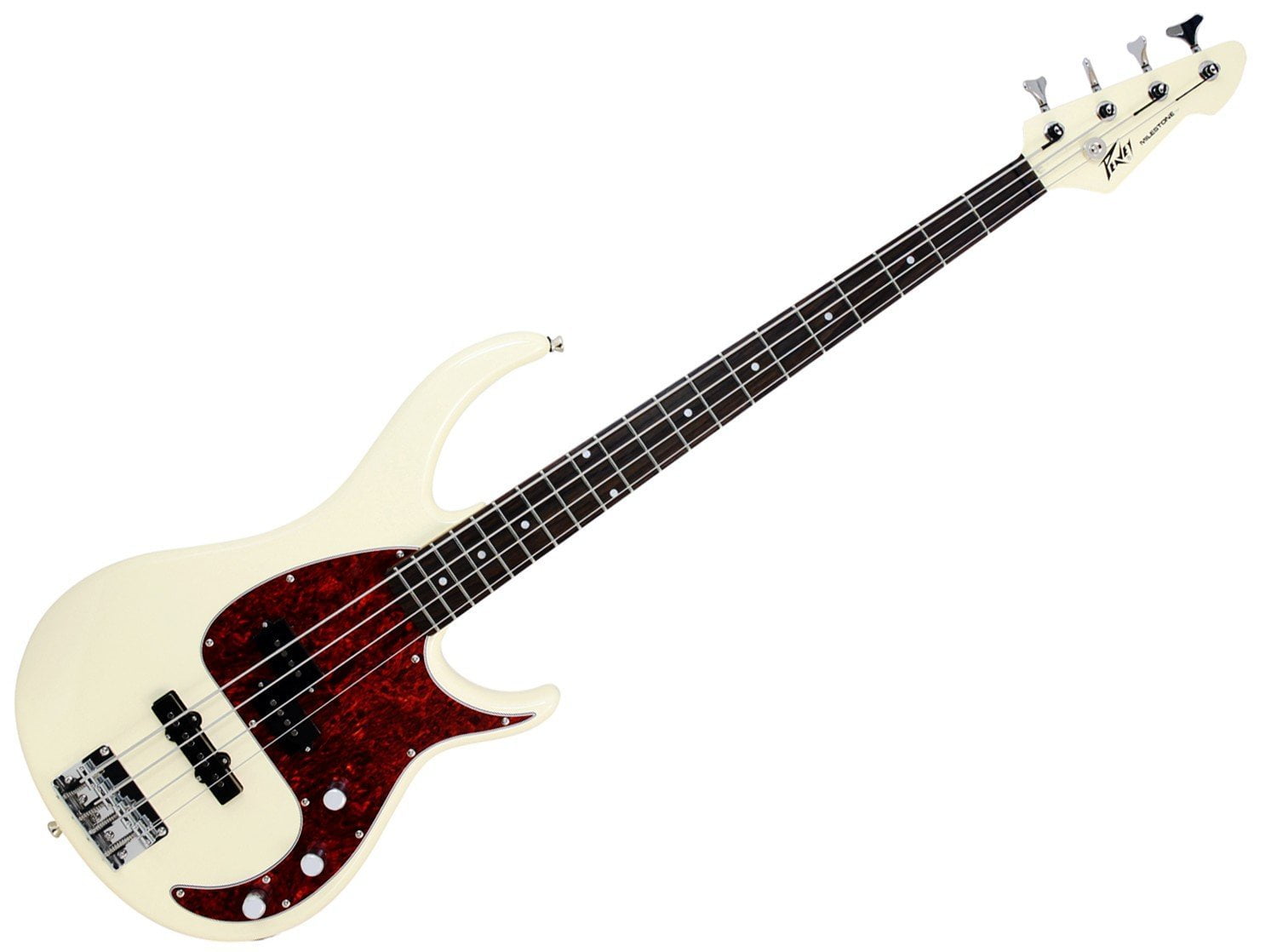 Peavey Milestone 4 Ivory 4-String Electric Bass Guitar with Powerplate