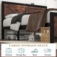 thumbnail image 7 of Queen Size Platform Bed Frame with LED Lights, USB Charging, and Farmhouse Barn Door Headboard, Strong Metal Slats Support, Noise Free, No Box Spring Needed, Brown, 7 of 7