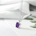 thumbnail image 4 of Gem Stone King 925 Sterling Silver Purple Amethyst and Simulated White Opal Pendant Necklace for Women (4.00 Cttw, Gemstone February Birthstone, Cushion 10MM, Round 6MM), 4 of 4
