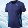 thumbnail image 5 of Men's Cooling Running Shirts Anti Odor Moisture Wicking Breathable Workout Athletic Short Sleeve Lightweight Gym Tee Big and Tall Size XL-5XL Dark Blue, 5 of 5