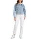 thumbnail image 2 of Chaqueta de mezclilla de forro polar para mujeres, abrigo de mezclilla con cuello de piel sintética, chaquetas de camionero L azul claro, 2 of 6