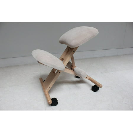 Kneeling Chair with Memory Foam Natural Wooden Frame Gray