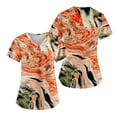 thumbnail image 2 of EHTMSAK Scrubs Tops Prints Floral with Pocket Classic Fit V-Neck Short Sleeve Scrub Top Vermilion 4X, 2 of 7