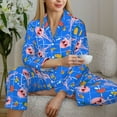 thumbnail image 6 of Fuzoiu Tropical Jellyfishes Print Women's Long-Sleeved Pajama,Lounge Button Down Nightwear,Womens Notch Collar Pajama Set-XX-Large, 6 of 7