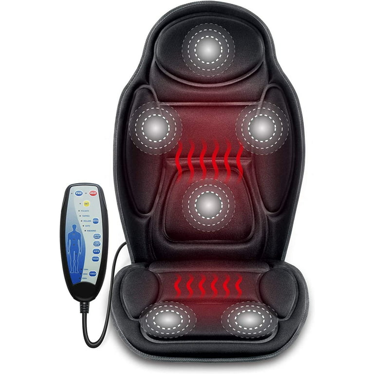 Snailax Vibration Car Chair Massager Pad, 6 Motors Back Massage Seat Cushion  with Heat Levels, Gifts 