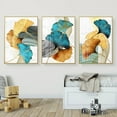 Abstract Wall Art Painting Blue Green Yellow Gold Leaf Canvas Print