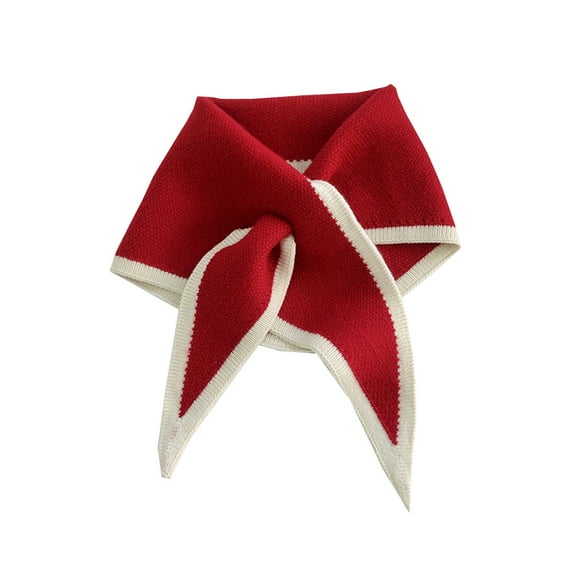 MVRLSH Contrast Color Autumn Winter Simple Knitting Collar Scarf Soft Warm Outdoor Scarf 1 Pc Fall Fashion Must Haves Red One Size