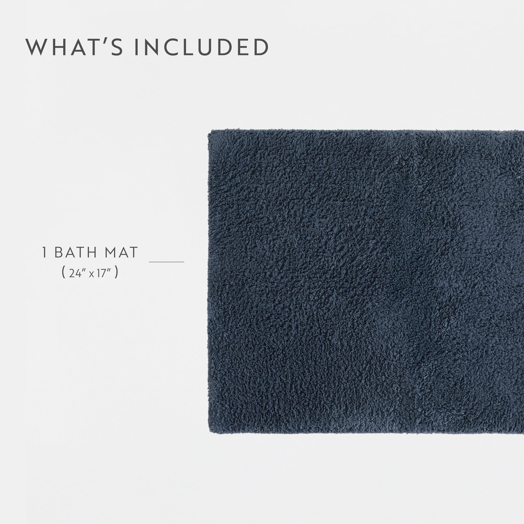 Noble Linens Reversible Dual-Texture Cotton Bath Mat, 24 in x 17 in, Navy
