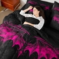 thumbnail image 4 of Homewish Gothic Pink Bat 7-Piece Twin Bedding Sets for Teens Female Men,Bohemian Damask Bedding Comforter Set,Traditional Floral Flower Breathable Sheet Sets,Super Cozy Room Decor,Reversible, 4 of 8