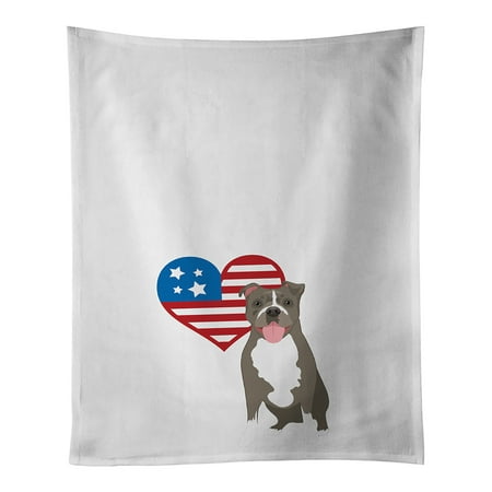 

Pit Bull Blue #2 Patriotic White Kitchen Towel Set of 2 19 in x 28 in